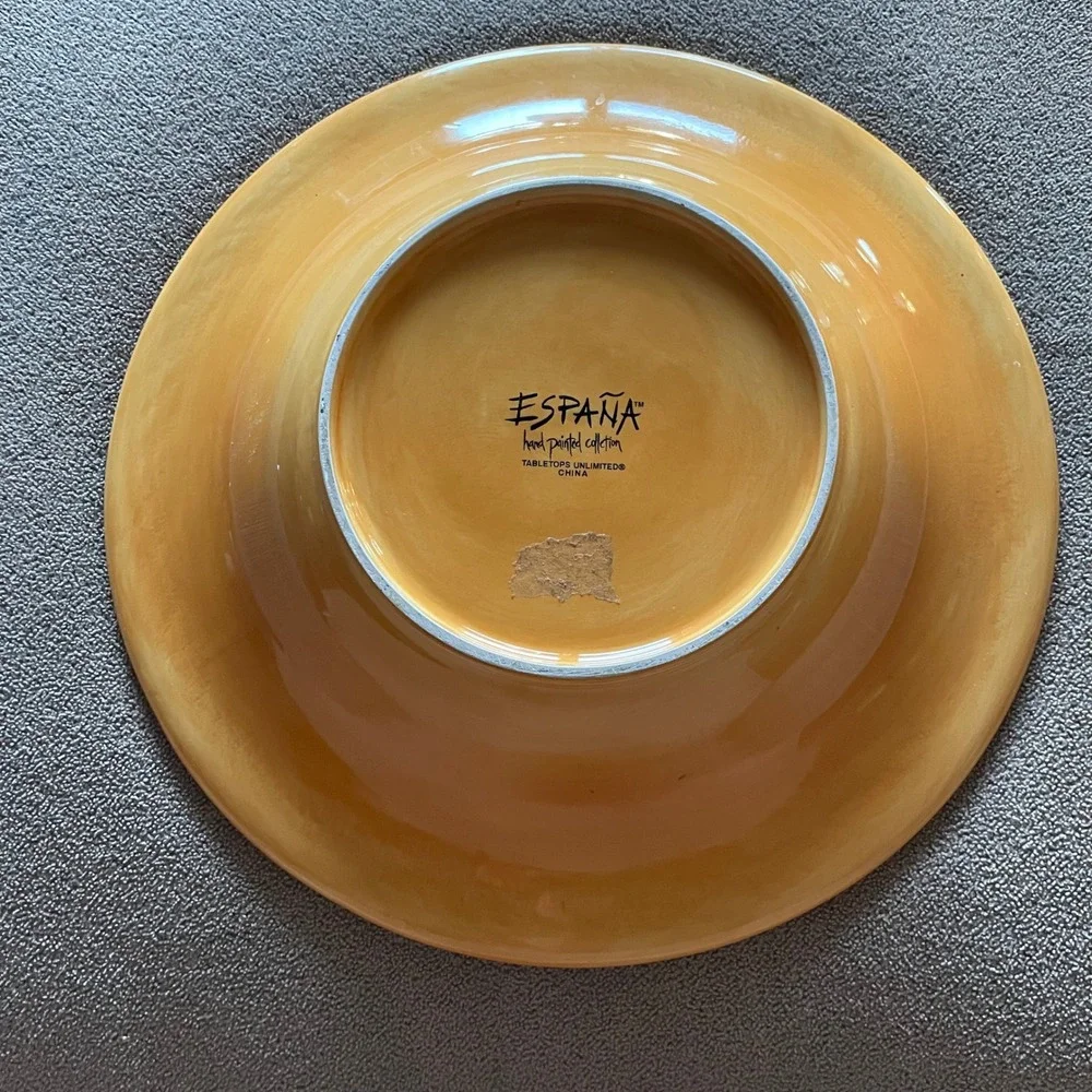 España Hand Painted Collection Tabletops Unlimited Yellow Ceramic‎ Serving Bowl
